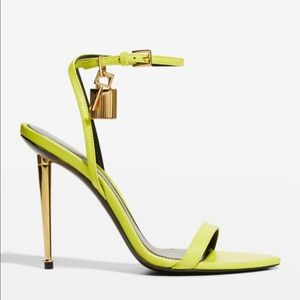 Brand new in box Tom Ford Padlock Sandals Heels in Acid Yellow - size 38 1/2